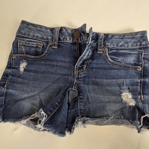 American Eagle Blue Denim Distressed Women Shorts Size 8